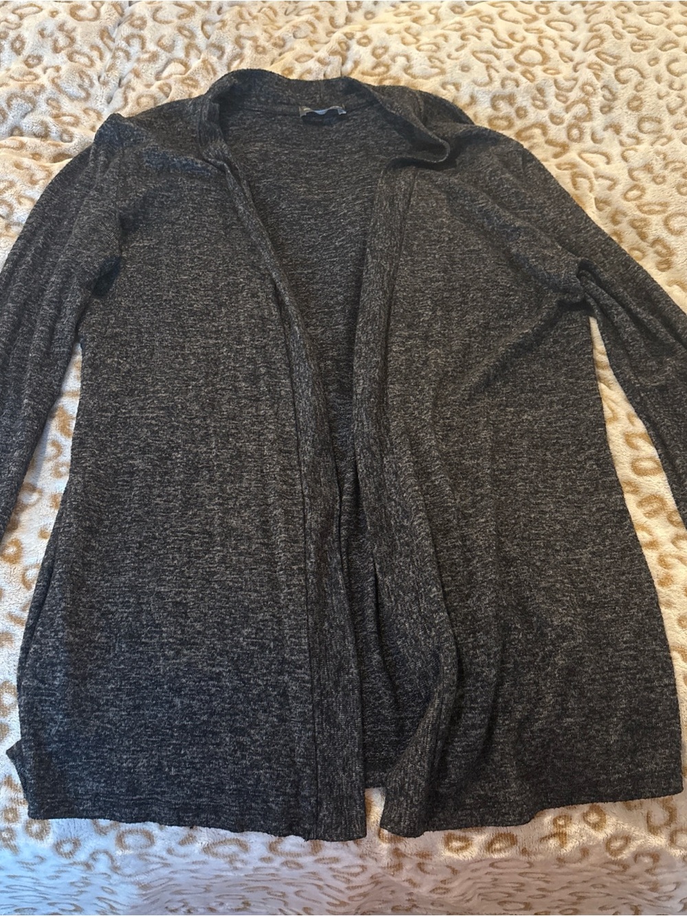 Market & Spruce Open-Front Charcoal Cardigan